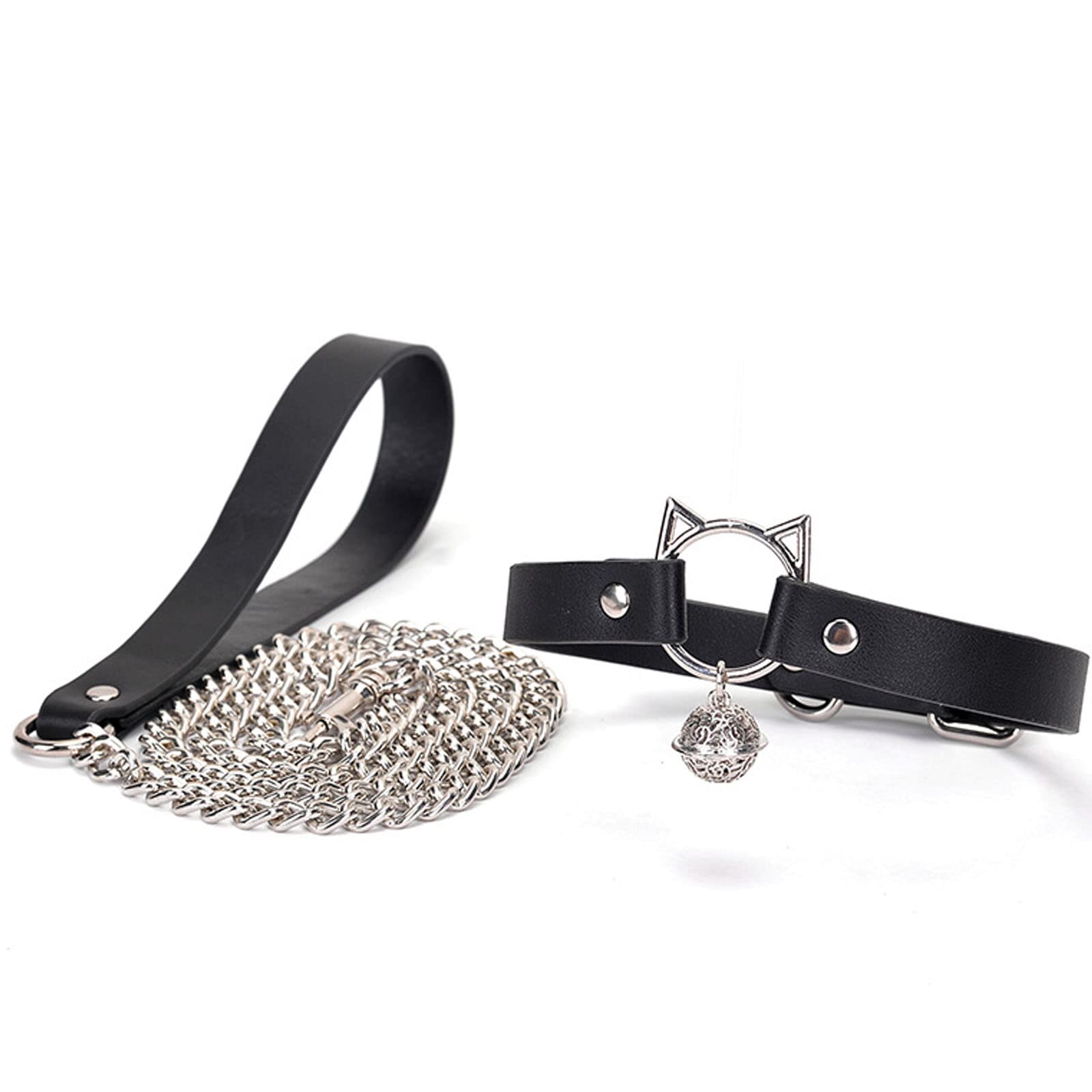 

Ifukens Human with Cute Cat Ear Restraint Collar with SM Stylish Cat Restraint Adult SM Play Black Collar, SM, Leash, Collar, Bell, Goods, Women s чёрный