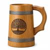 Handmade Wooden Beer Mug, Wood with Sheesham Finish, Barrel Style, Lightweight & Durable, for Craft Beer, Home Bar, Café, Party, Gift(350ml)