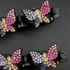 4Pcs Rhinestone Butterfly Hair Clip Head Back Braiding Hair Clamp Double Layers Hairpins Women