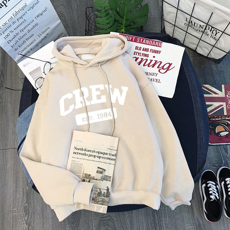 American 250g autumn and winter fleece thickened sweater female student loose long-sleeved top casual hooded jacket