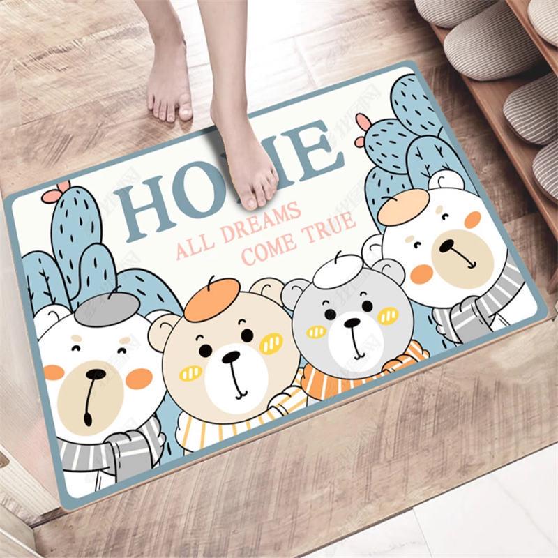 Cartoon Absorbent Bathroom Mats - Door, Bedroom & Entrance Floor Carpets