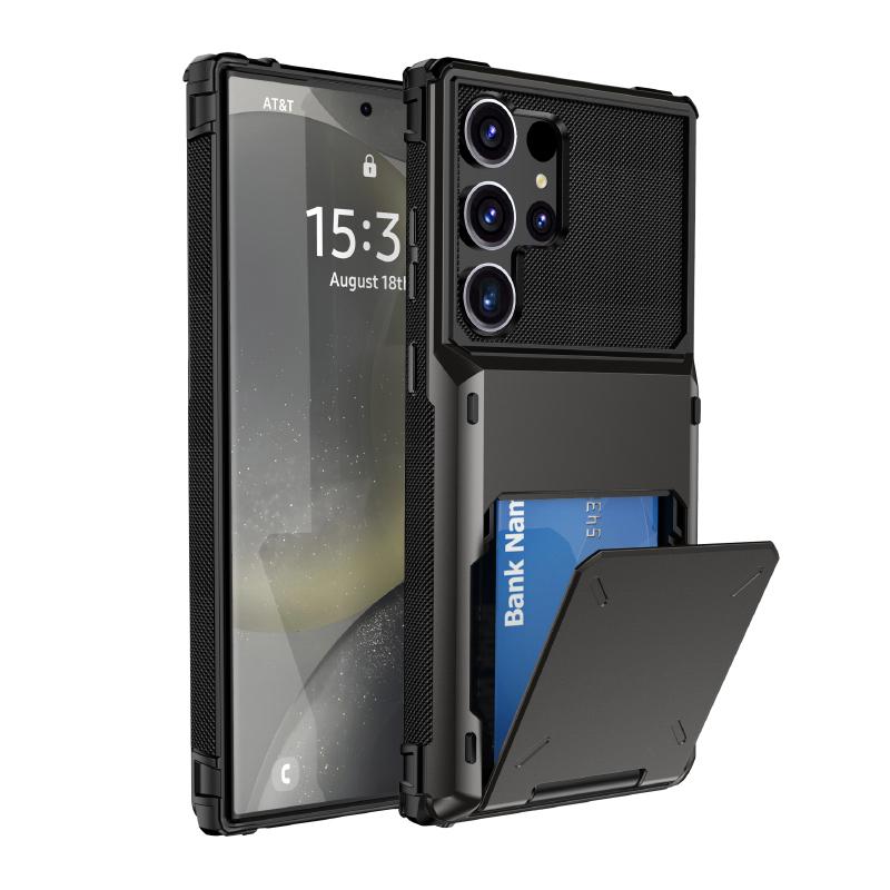 180°Flip Wallet Card Slot Hard PC+Soft TPU Phone Case For Samsung S25 Ultra Edge S23 S20 S21 S22 S24 Ultra Plus FE Bumper Cover