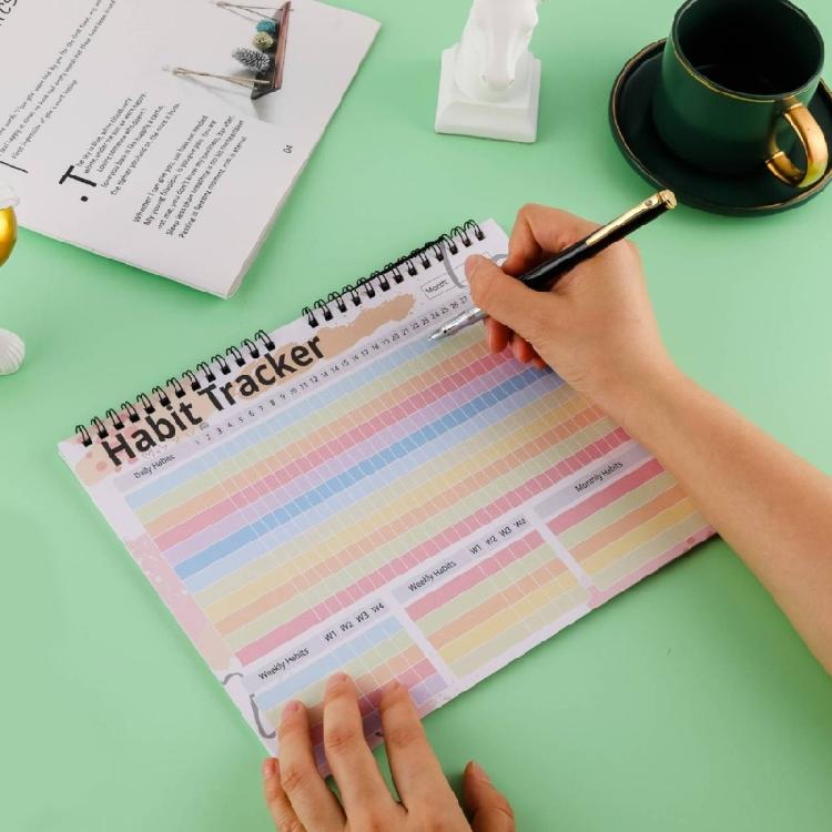 Daily Goal and Habits Trackers with Binding and Custom Layouts Colorful Habits Trackers Calendar for Daily Goal Setting