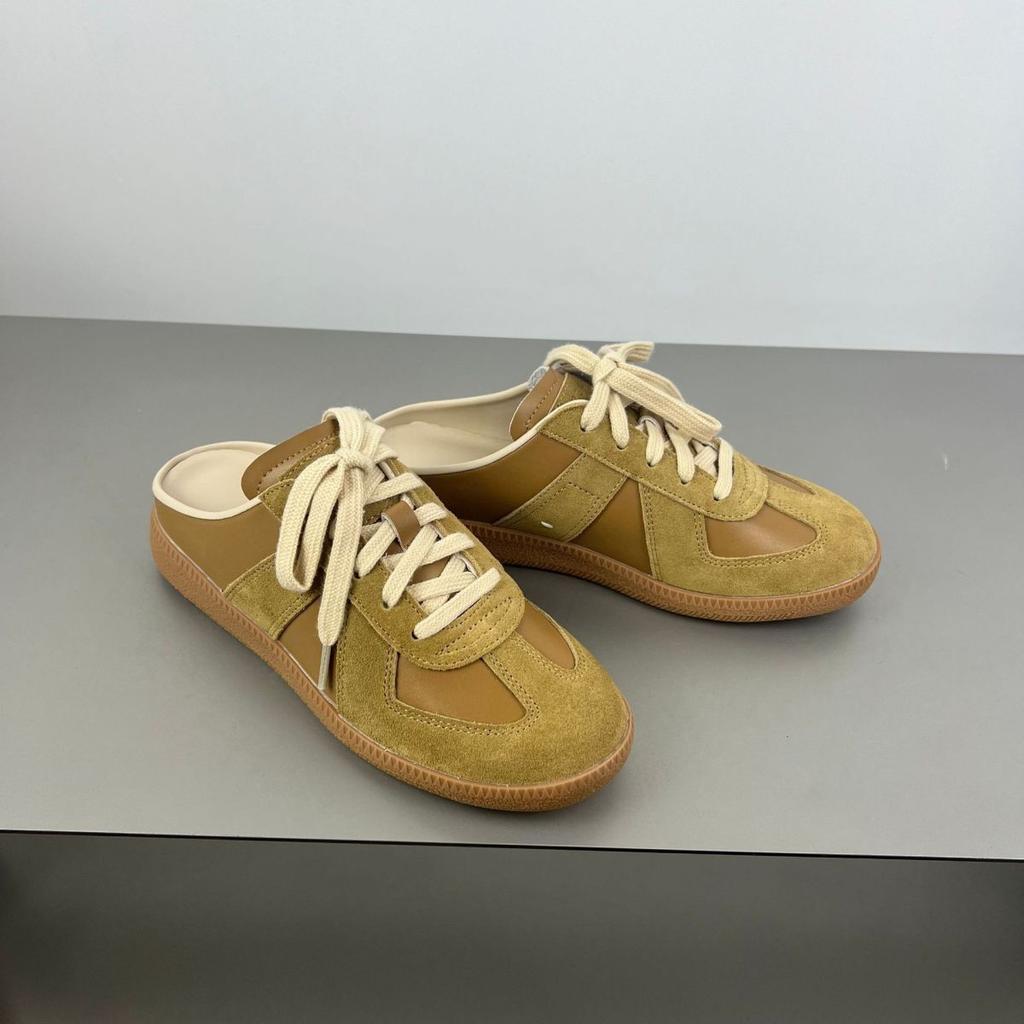 Lace-up German Training Shoes Women's Platform Half-drag Casual Shoes 2025 Spring and Summer New Versatile Korean Version Matte Color Matching Women's