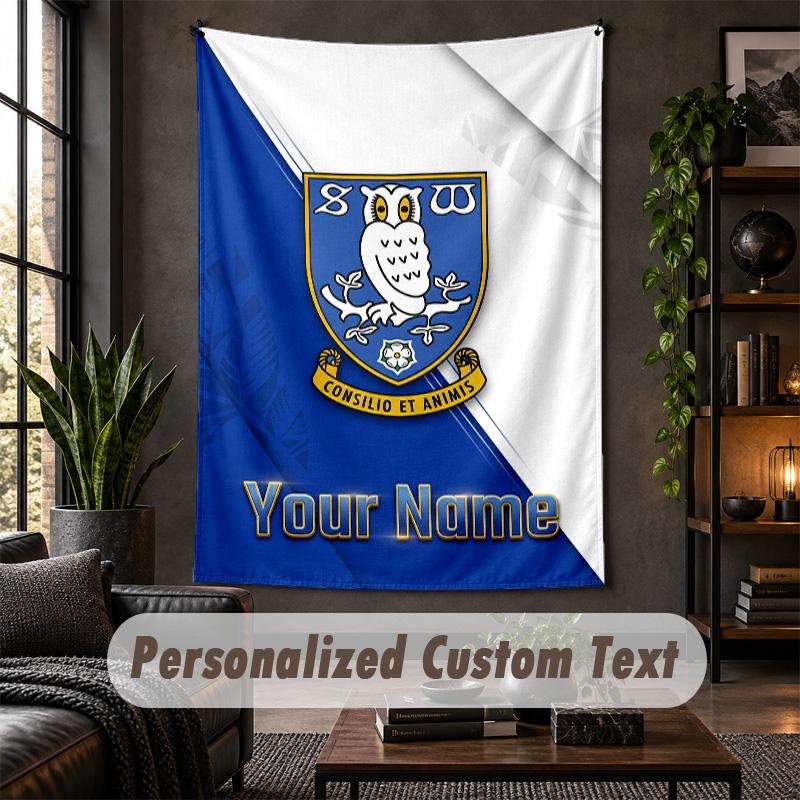Personalized Wall Tapestry,Sheffield Wednesday FC Custom Text, Soft Fabric Wall Art For Indoor Decoration