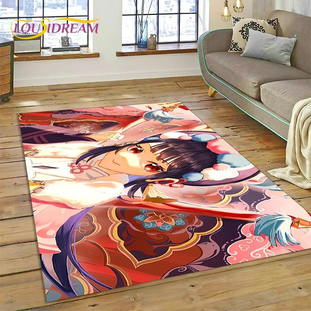 Latest Genshin Impact Cartoon Game Carpet Rug for Bedroom Living Room Home Sofa Decoration,Children Game Large Decor Floor Mat