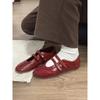 Sheepskin Edition~ Retro Red Mary Jane Shoes Women's Velcro Ballet Single Shoes Flat Casual