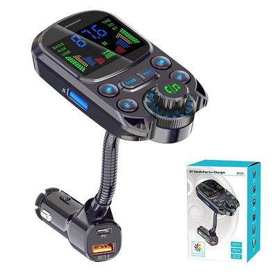שדרוג משדר Bluetooth FM לרכב, ערכת מתאם מטען לרכב אלחוטי Bluetooth 5.3 מהיר, תמיכה ב-AUX Out U דיסק/כרטיס TF MYY