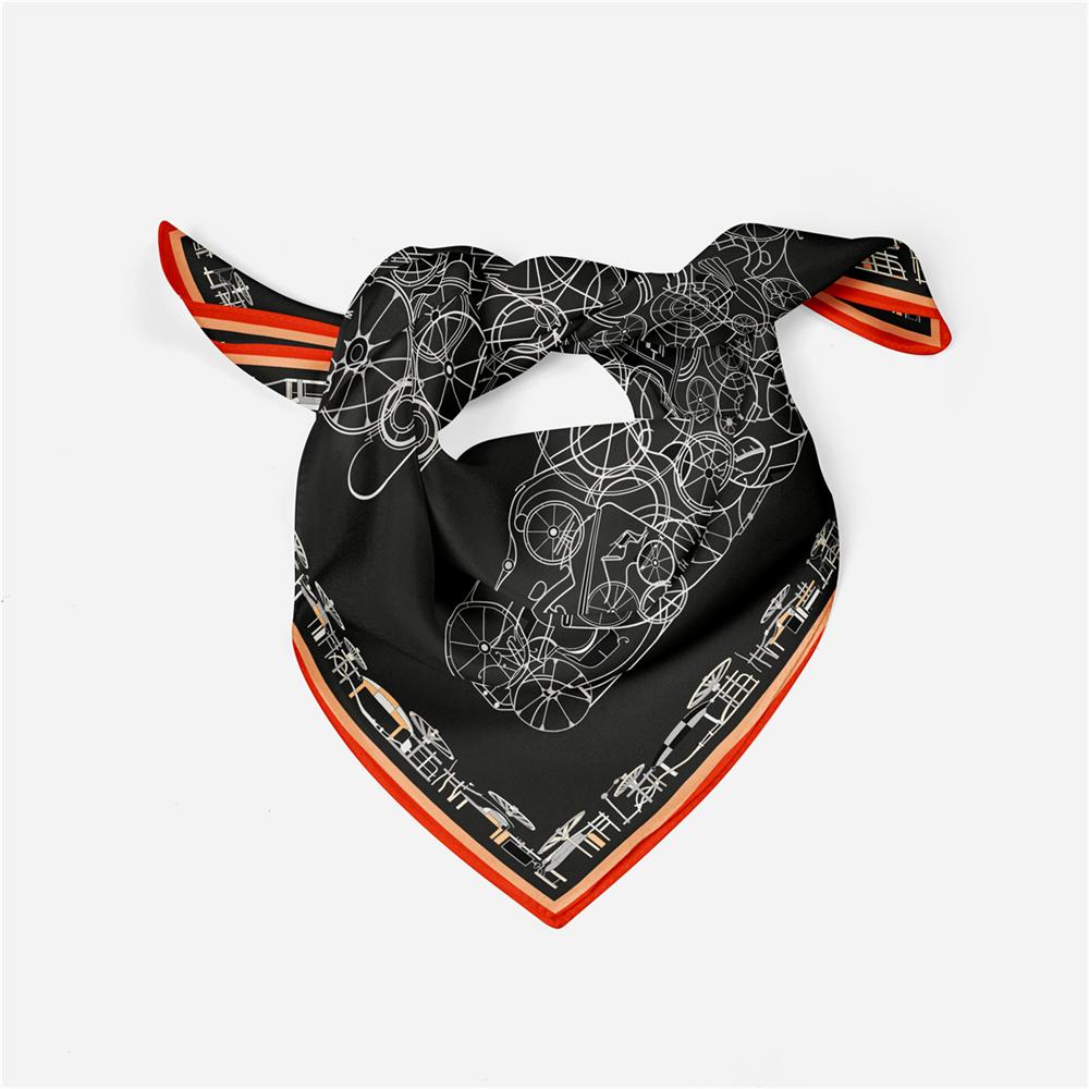 Twill Silk Scarf Women Fashion Printed Square Scarves Wraps Bandana Small Hijabs Silk Foulards Tie Headband 53CM