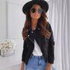 Women's Faux Suede Biker Jacket Cropped Asymmetric Zip Camel Casual Streetwear Coat