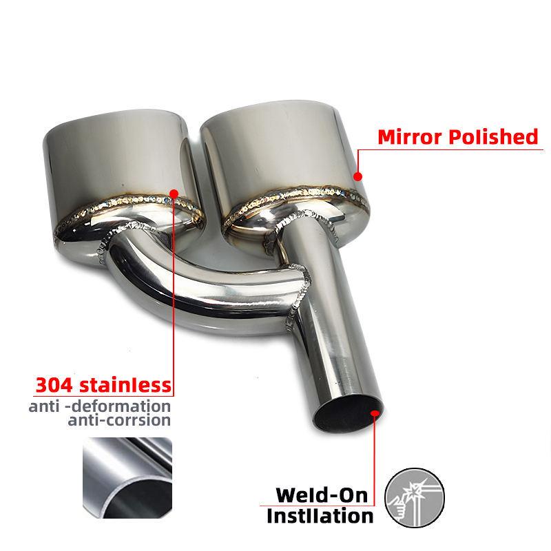 Stainless Steel H-Type Muffler Tip for Mercedes-AMG W204 C-Class Quad Exhaust.