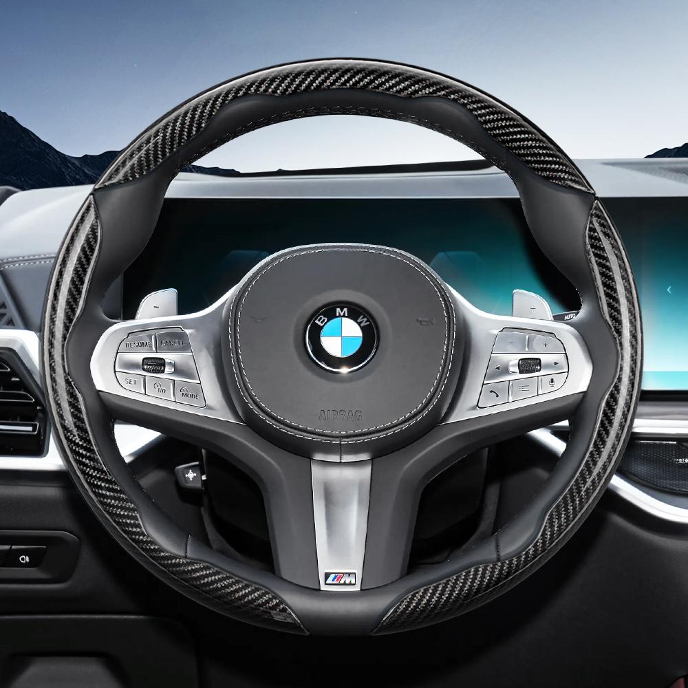 Suitable for BMW Carbon Fiber Texture Steering Wheel Cover X3 3 5 2 4 1 7 8 Series X1 X5 X2 X4 X6 X7 iX I4 I5 I7 Z4 XM  iX1 iX2