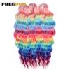 FREEDOM Synthetische Flecht-Haarverlängerungen Tief Gewellt 24 Zoll Lang Lockige Braids Haare Ombre Braun Regenbogen Twist Häkel-Haar