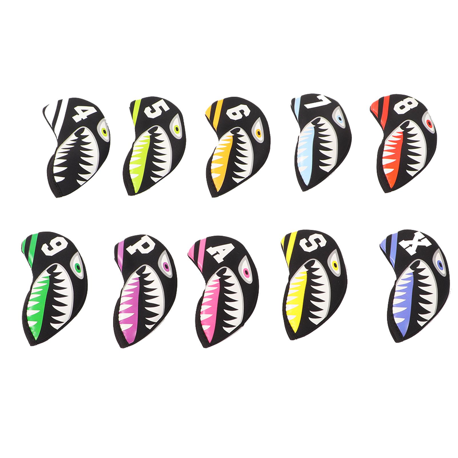 Набор из 10 шт. Неопреновых чехлов для головы гольф-айрона с маркерами номеров, мультяшной формы, чехол для защиты головы клюшки для гольфаSelachimorpha