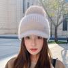 Winter New Duck Tongue Wool Hat Women's Thickened Warm Ear Protection Hairball Knitted Hat Cycling Cold Hat
