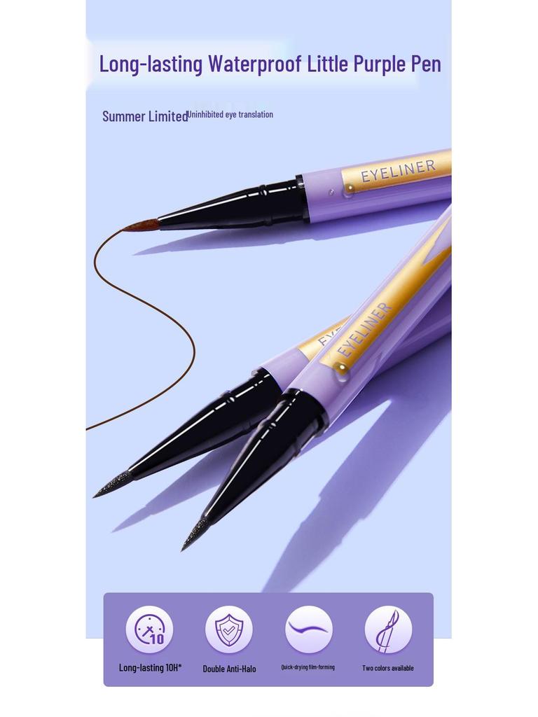 Flamingo Fine Essence Long-Lasting Sweat-Proof Eyeliner Pen - Black/Brown, Soft Tip