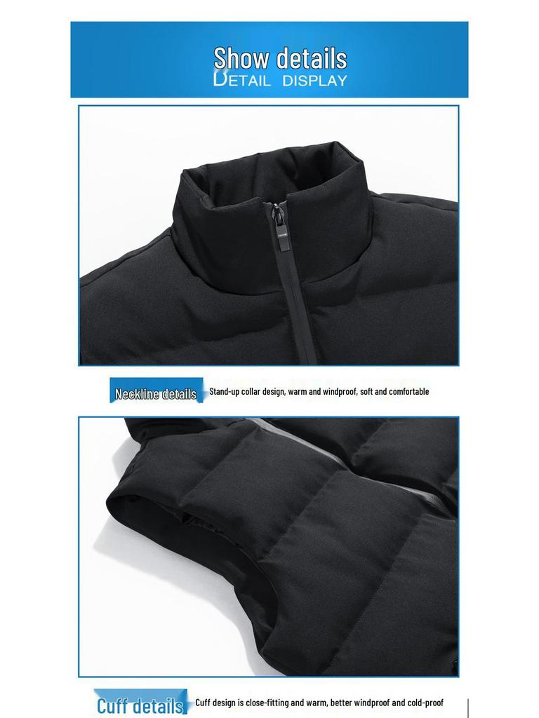 Ανδρικό Καθημερινό Φαρδύ Βαμβακερό Γιλέκο - Φθινόπωρο/Χειμώνας 2021, Όρθιος Γιακάς, Χοντρό & Ζεστό