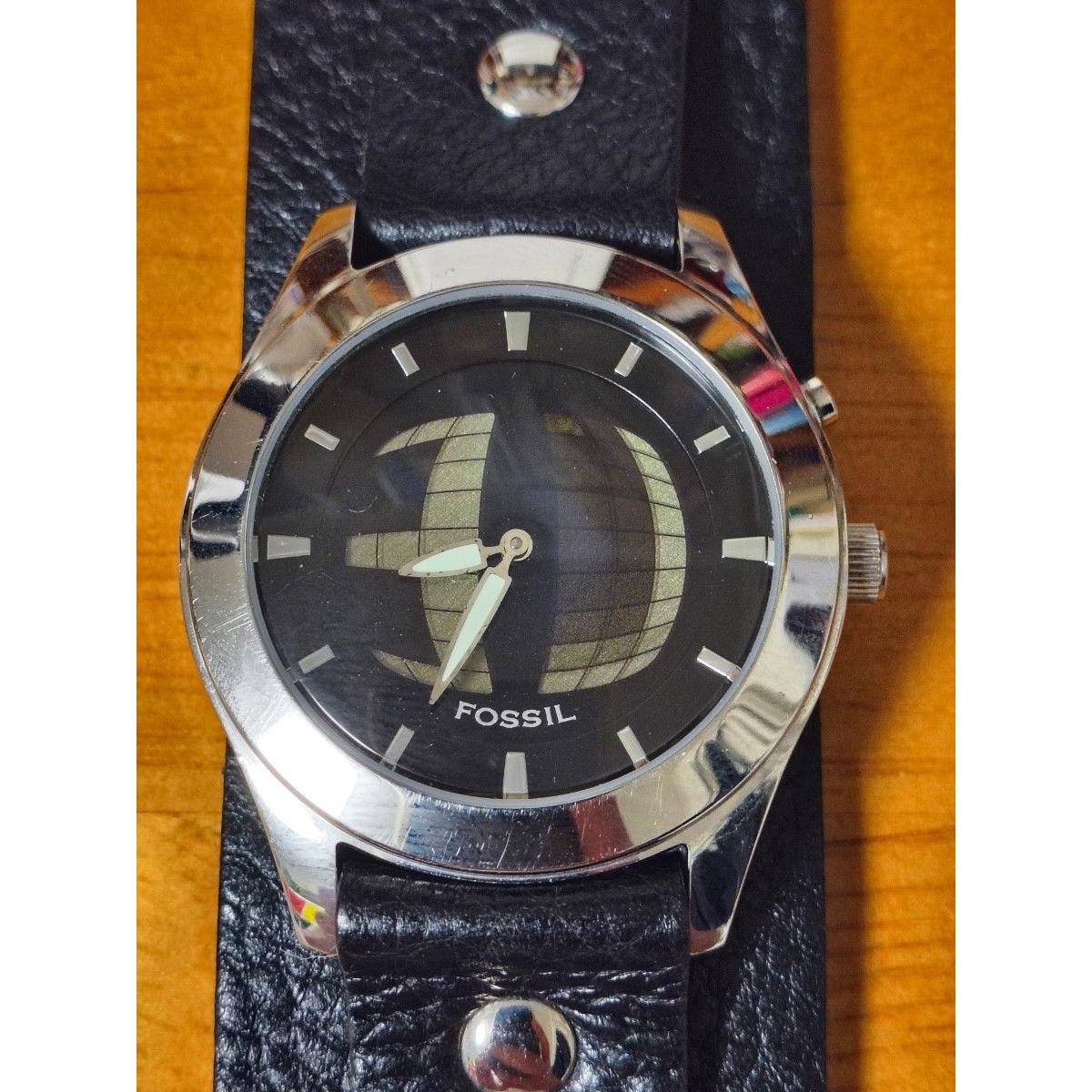 Used FOSSIL BIGTIC Watch Black Leather Belt