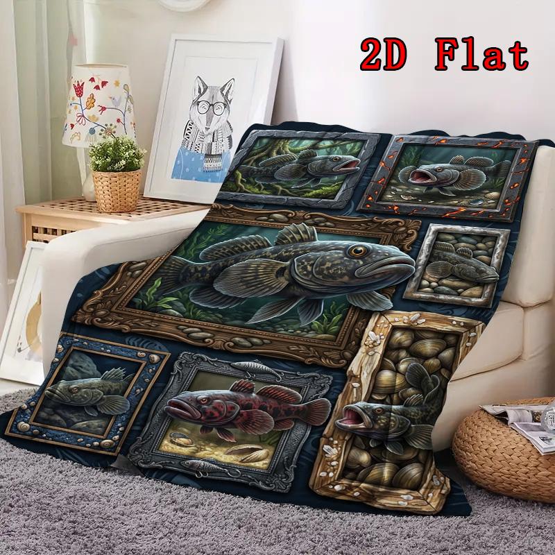 Underwater Fish Collection 2D Flat Pattern Flannel Blanket, High quality All Seasons, Home Decor, Warmth and Comfort, Perfect for Christmas Gifts.