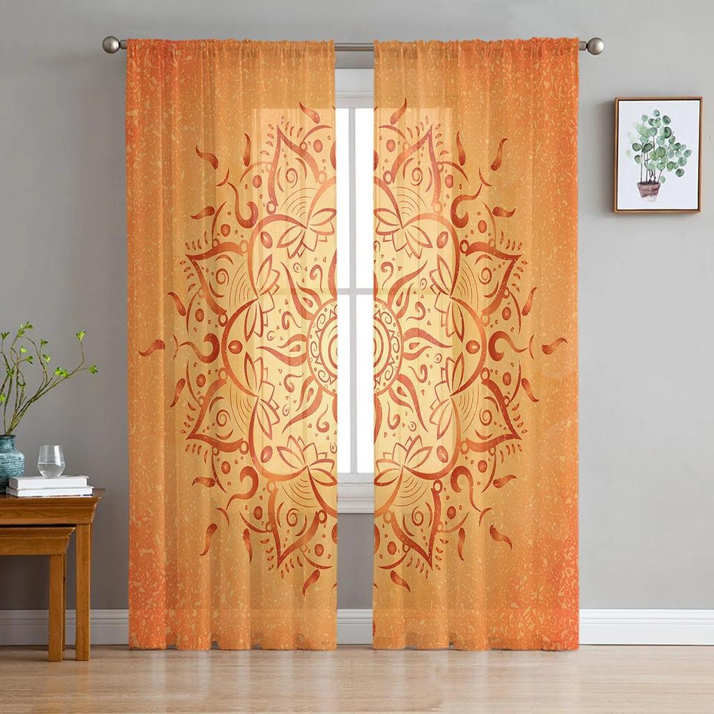 Purple Round Flowers Tulle Curtain For Living Room Bedroom Modern Sheer Curtains Decorative Window Treatment