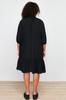 Women's Fashion New Plus Big Size Dress Black V-Neck Flounce Hem Beach Dress