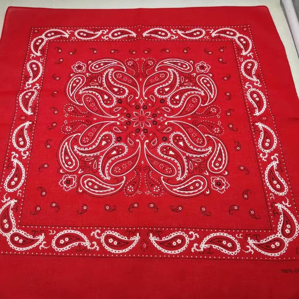 Kakatrend Bandana Red Paisley Adults 100% Cotton Stylish Handkerchief Unisex Large 55cm X 55cm Red