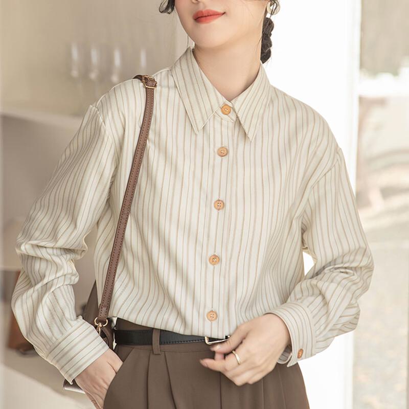 Women's Striped Loose-Fit Long Sleeve Shirt