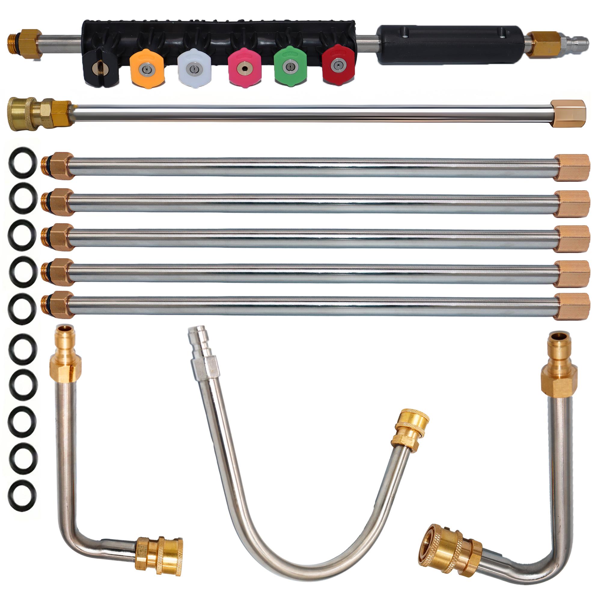 

Набор водяных пистолетов высокого давления: Телескопическая трубка 4000 PSI, профессиональный инструмент для уборки с 10 удлинителями из нержавеющей стали