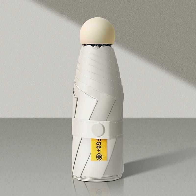 

Compact Travel Mini Umbrella Uv Protection Capsule Umbrella 5 Fold Ultra Lightweight Sunshade Umbrellas Protable Manual білий