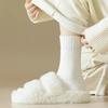 1 Pairs Women's Thickened Mink Socks Plush Sleepwear Solid Color Warm Middle Tube Autumn Winter Home Socks
