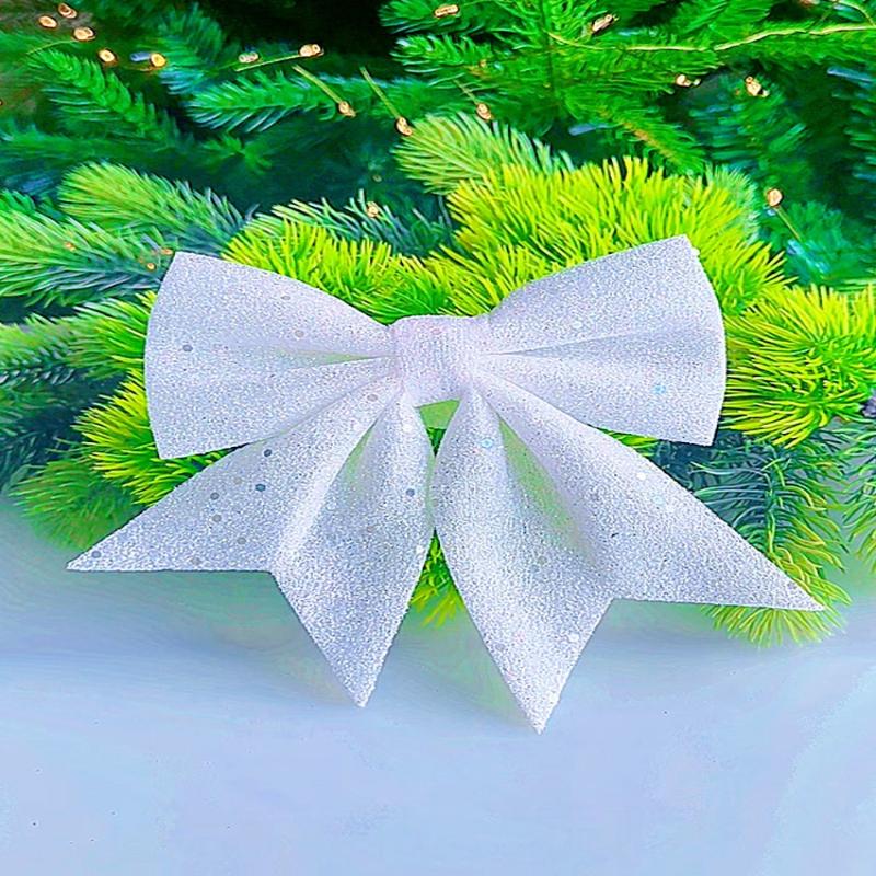 1/2Pcs Large Red Gold Sparkling Bow Glitter Christmas Ribbon Bowknot Xmas Tree Hanging Ornaments  Year Home Decoration