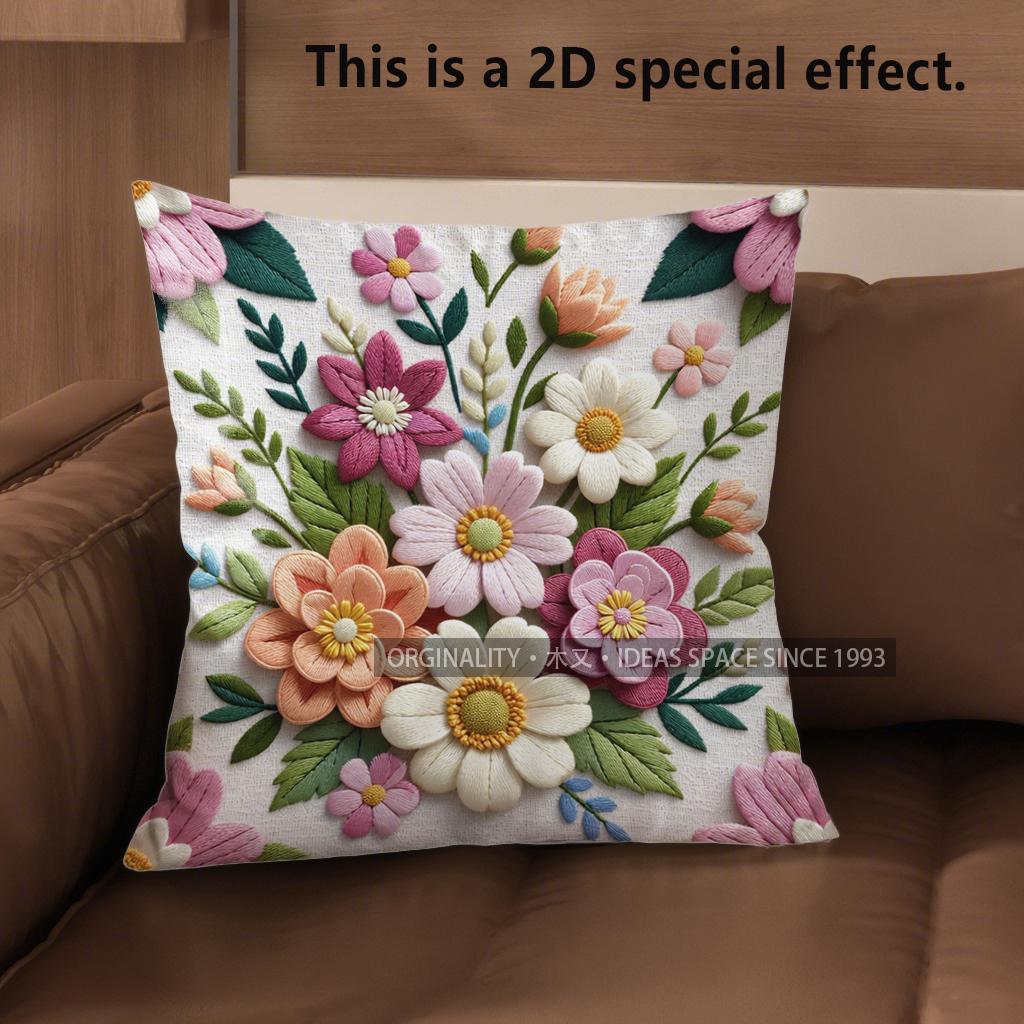 2D Boho Vintage Floral Throw Pillow Cases** Pattern Cushion Cover Suitable For Sofa Bedroom Car Pillow Cover