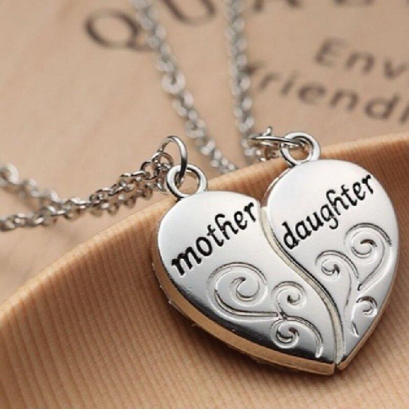 2pcs Antique Silver-plated Necklace Fashionable Mother Daughter Combination For Love Parent Child Style Jewelry