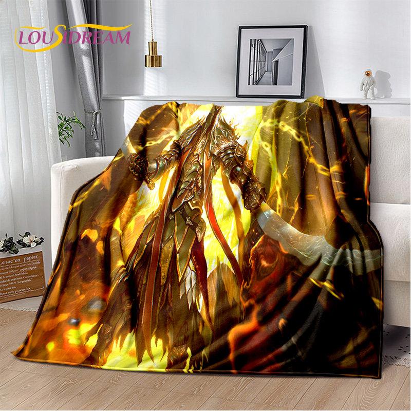 Koc 3D Diablo Gra Gamer Kreskówka Miękki Pluszowy, Koc Flanelowy Koc Narzuta na Salon Sypialnię Łóżko Sofa Piknik Okrycie Dzieci