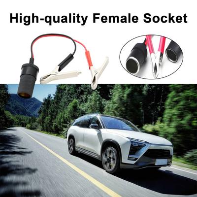 12V Car Charger Battery Terminal Clamp Clip Extension Cord Smoke Igniter Adapter Cable for Truck Trailer Motorcycle Outdoor Power Source Charging