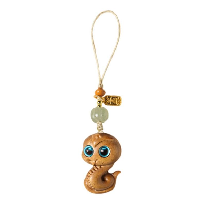 Vintage Snake Charm Keychain Chinese Zodiacs 2025 Festive Car Keyring Accessory Handmade Mobile Phone Chain Ornament