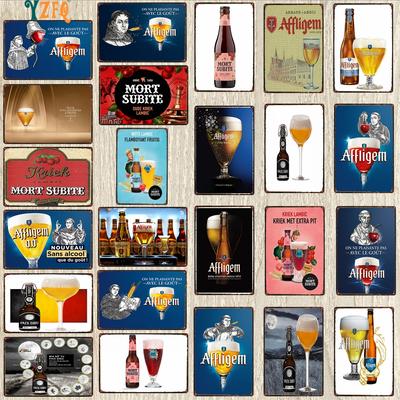 YZFQ Belgisches Bier Metallschild Bierflasche Blechschild Wand Bar Zuhause Kunst Küchen Dekoration Vintage Metall Poster 30x20CM DU-8499A