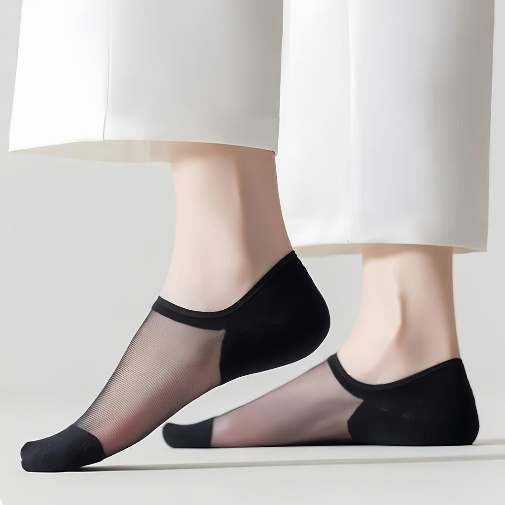 6-Pairs Transparent Low-Cut No-Show Socks Suitable for Daily Wear, Glass Fiber Breathable Short Ankle Socks with Non-Slip Sole