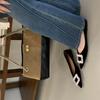 2025 Herbst neue Pendler spitze Strassschnalle dünner Absatz Kitten Heel flacher Ausschnitt Einzelne Schuhe