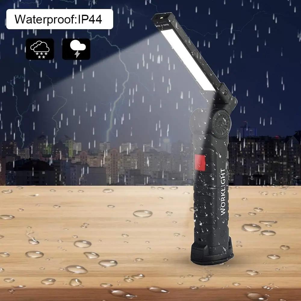 Multifunctional Rotatable Work Light, USB Rechargeable Flashlights w/ Magnet Hook,Ideal for Auto Repair Inspection and Emergency