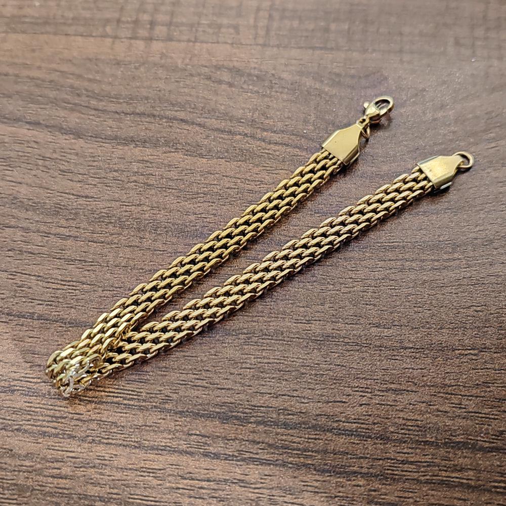 

Браслет-цепочка из нержавеющей стали с 18-каратным золотым покрытием - Унисекс, Не тускнеющий, Стильный европейский и американский дизайн