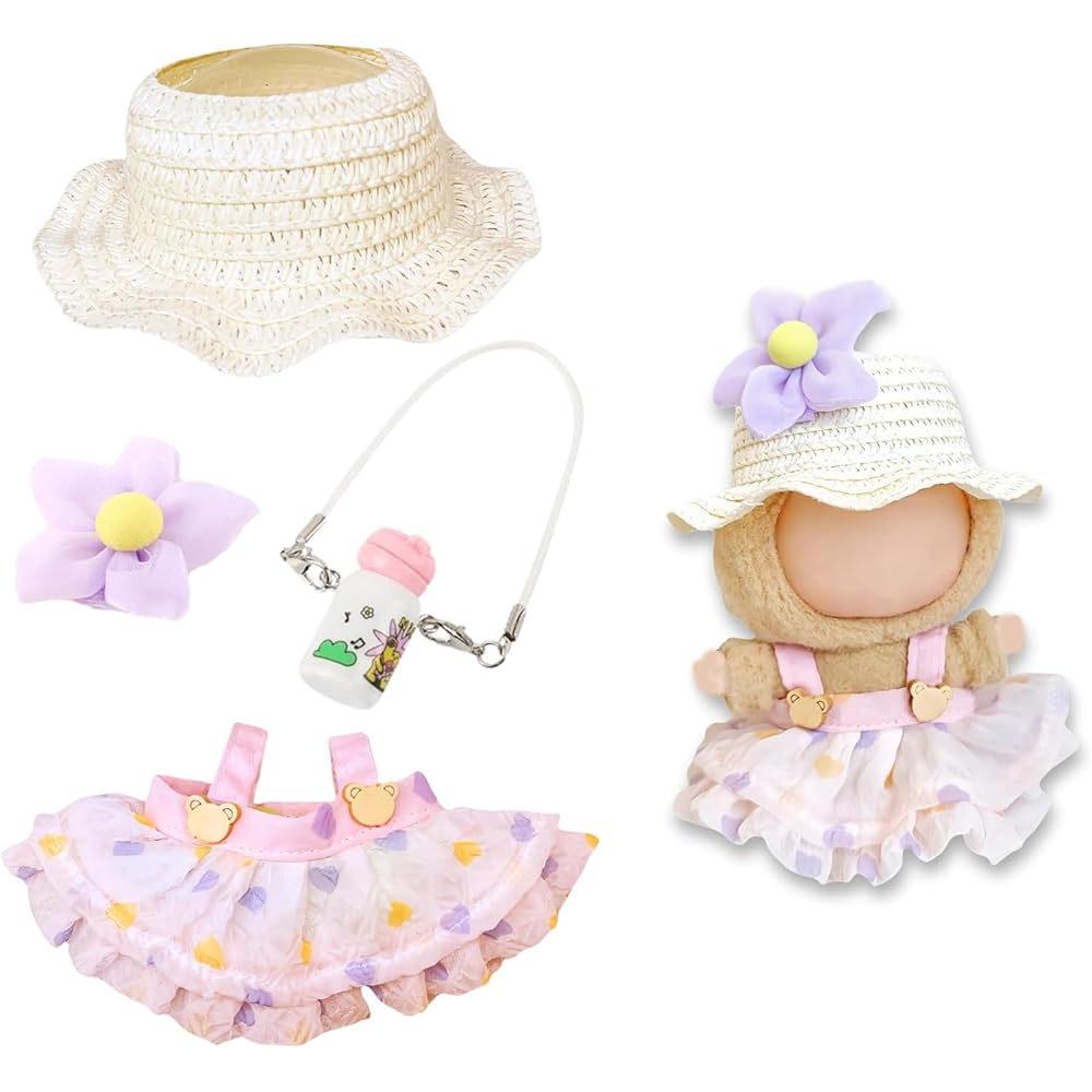 

Ruokey Doll Accessory Set Pink Skirt for 15cm/17cm Plush Toys Dress Up Costume DIY Outfit