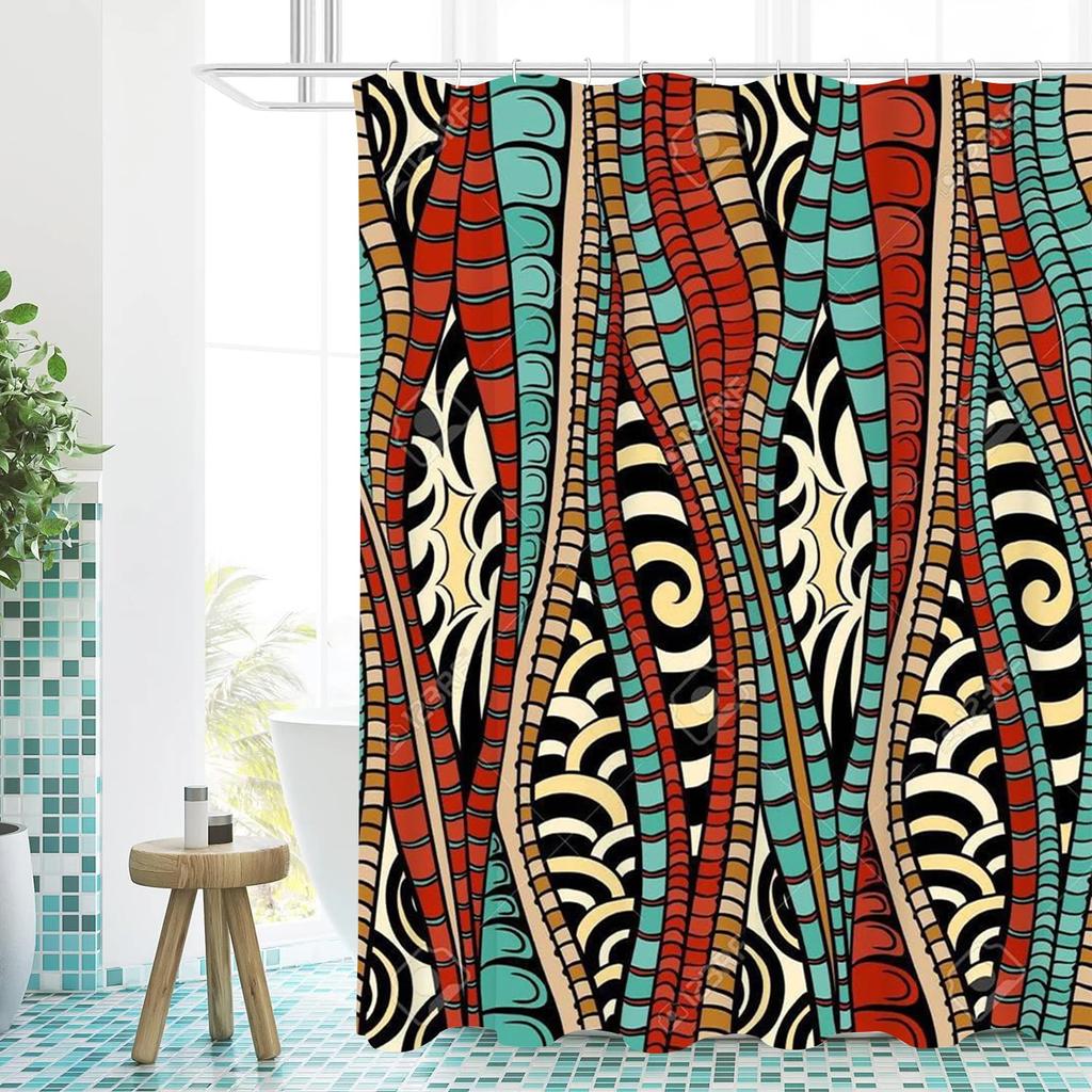 Ethnic style Bathing Curtain  Bathroom Shower Curtain Waterproof With 12 Hooks Home Deco