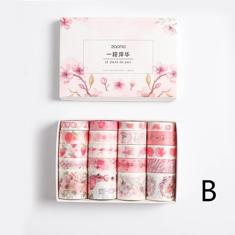 20 pezzi/set Nastri adesivi adesivi Nastri decorativi per cancelleria Washi Tape Nastro adesivo per pianificatore fai-da-te
