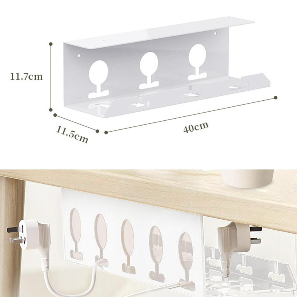 Taca do zarządzania kablami pod biurko z uchwytem na listwę zasilającą