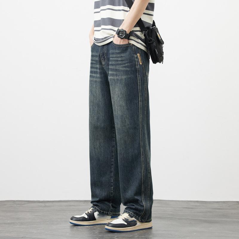 

Winter Fleece Warm Jeans Men Loose Wide Leg Pants Elastic Waist Velvet Flocking Outdoors Trousers 38
