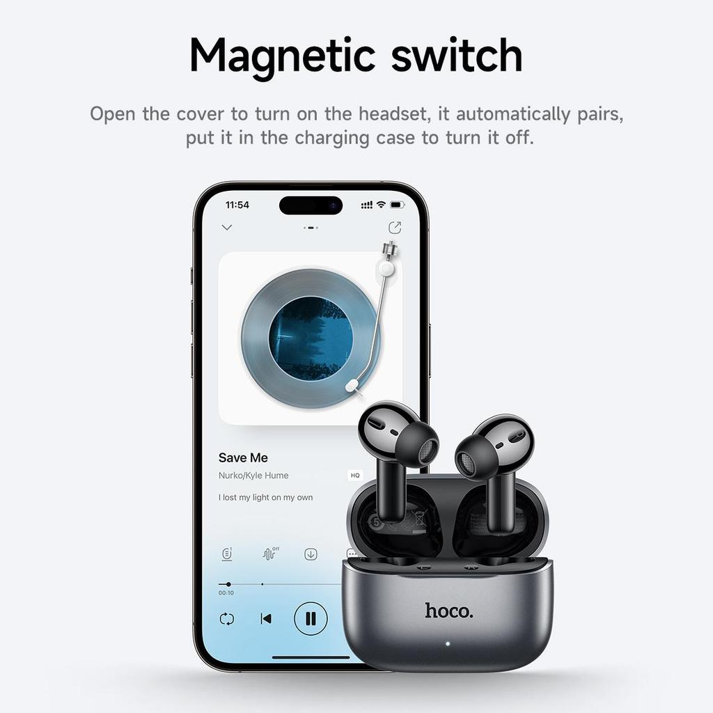 Hoco EQ27: Căști Bluetooth 5.4 cu traducere prin inteligență artificială, anulare a zgomotului și 28 de ore de redare, ANC și ENC