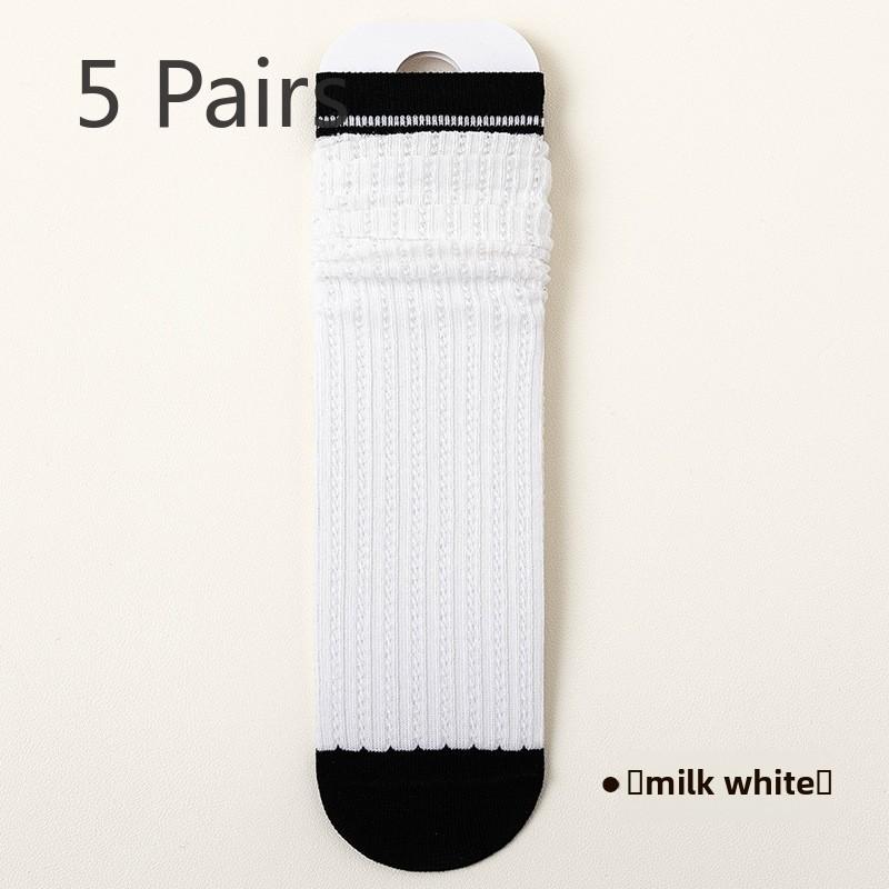 

5 пар женских дезодорирующих дышащих носков из хлопка с сетчатым ворсом средней толщины на весну и осень 5 Pairs слоновая кость