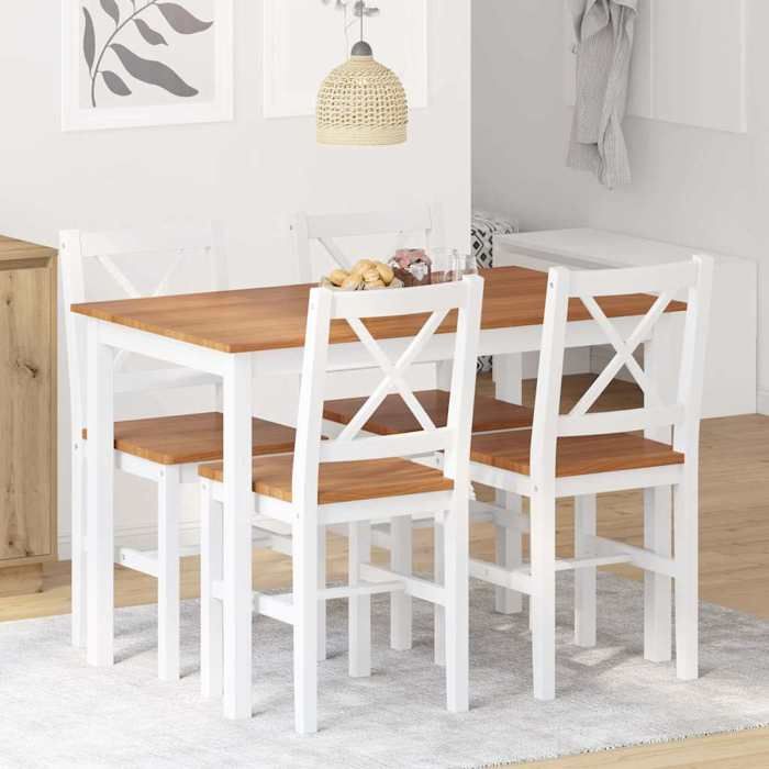 VidaXL Ensemble de salle à manger 5 pcs Marron et blanc