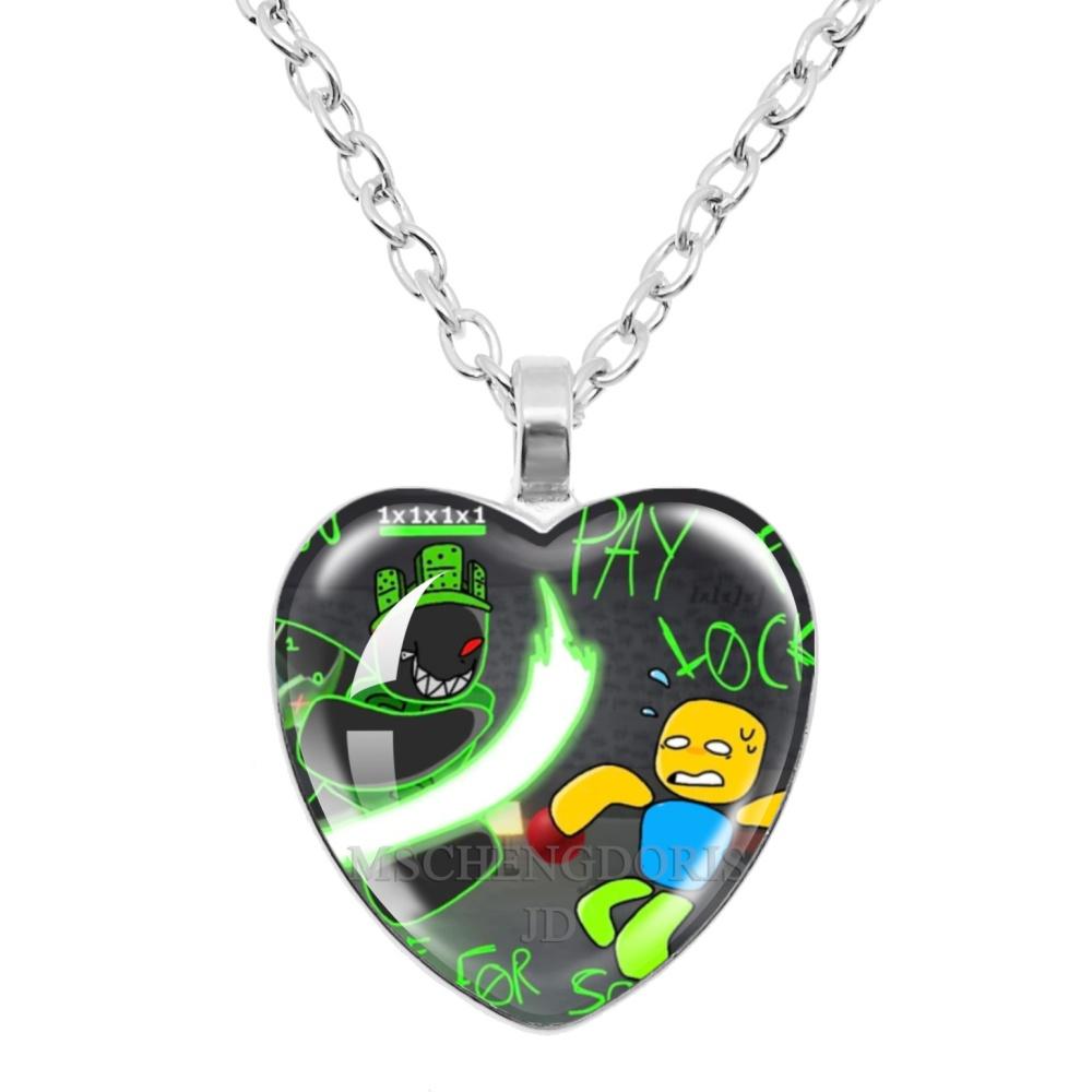Game FORSAKEN 1x1x1x1 Cartoon Characters Funny MeMe Glass Heart Shape Pendant Necklace Jewelry Charm Collect Giftlry